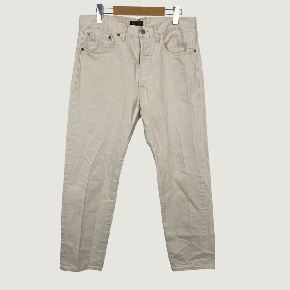 RRL Double RL Straight Taper Ivory Japan Selvedge Raw Denim Jeans 33x30 USA